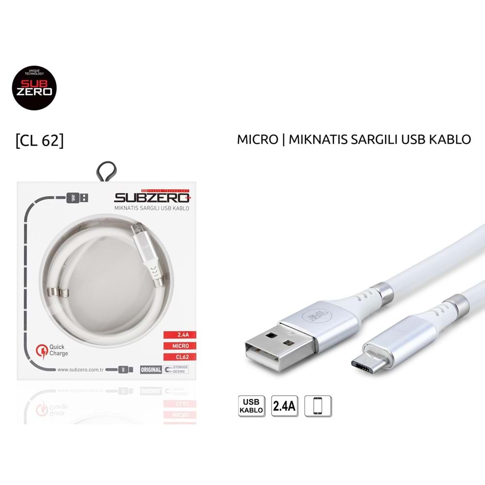 SUBZERO CL62 MİCRO MIKNATIS SARGILI 2.4A KABLO