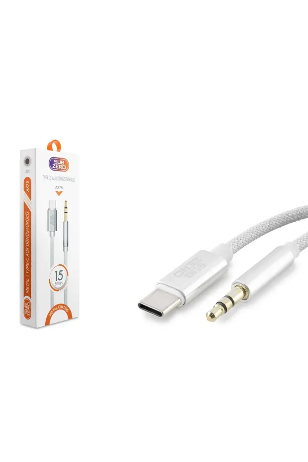 Subzero AX75 Type-C To 3.5 Mm Metal Hasır Aux Kablo(Android ve iPhone 15 tam uyumlu)