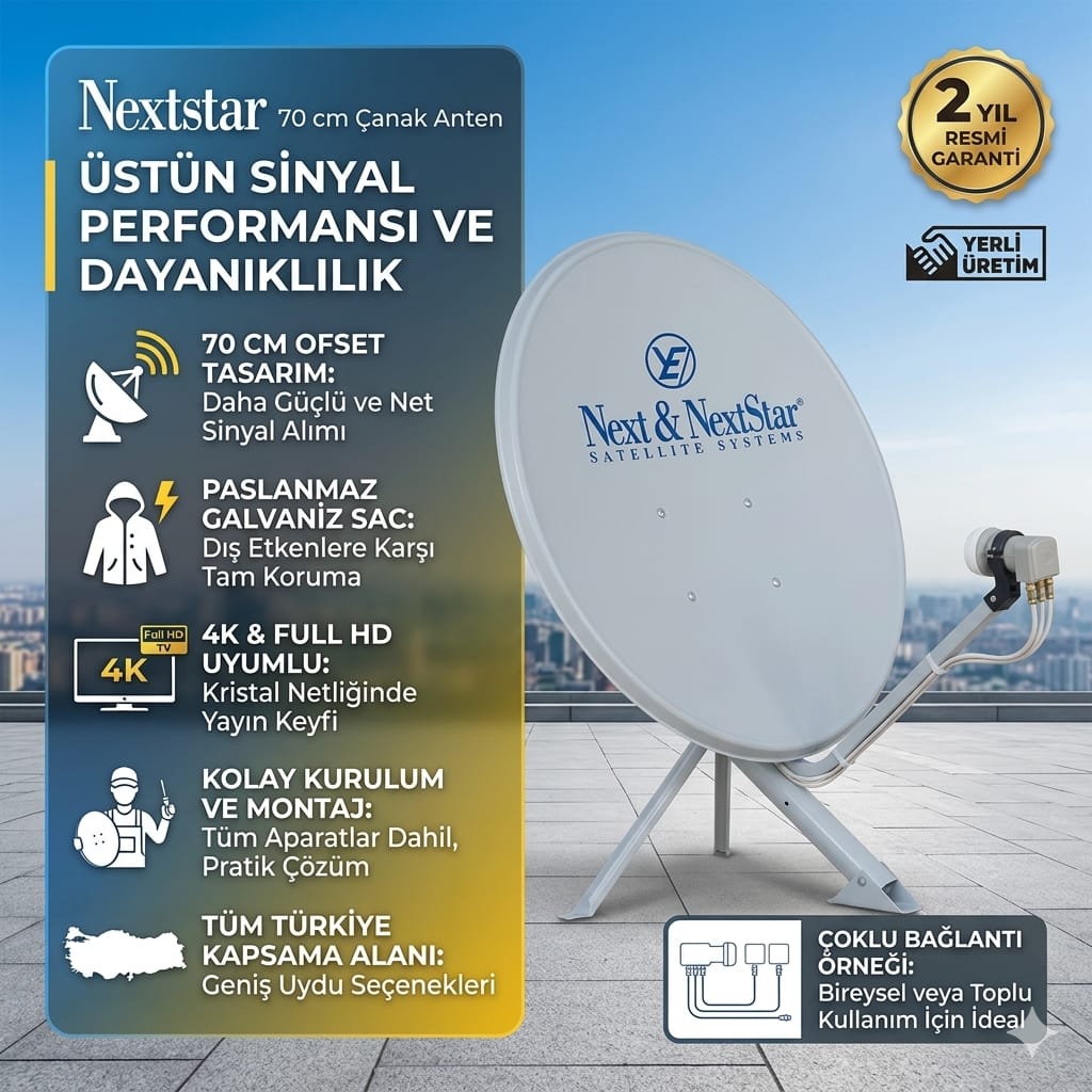 NEXT NEXTSTAR 70 Cm Ofset Çanak Anten Seti
