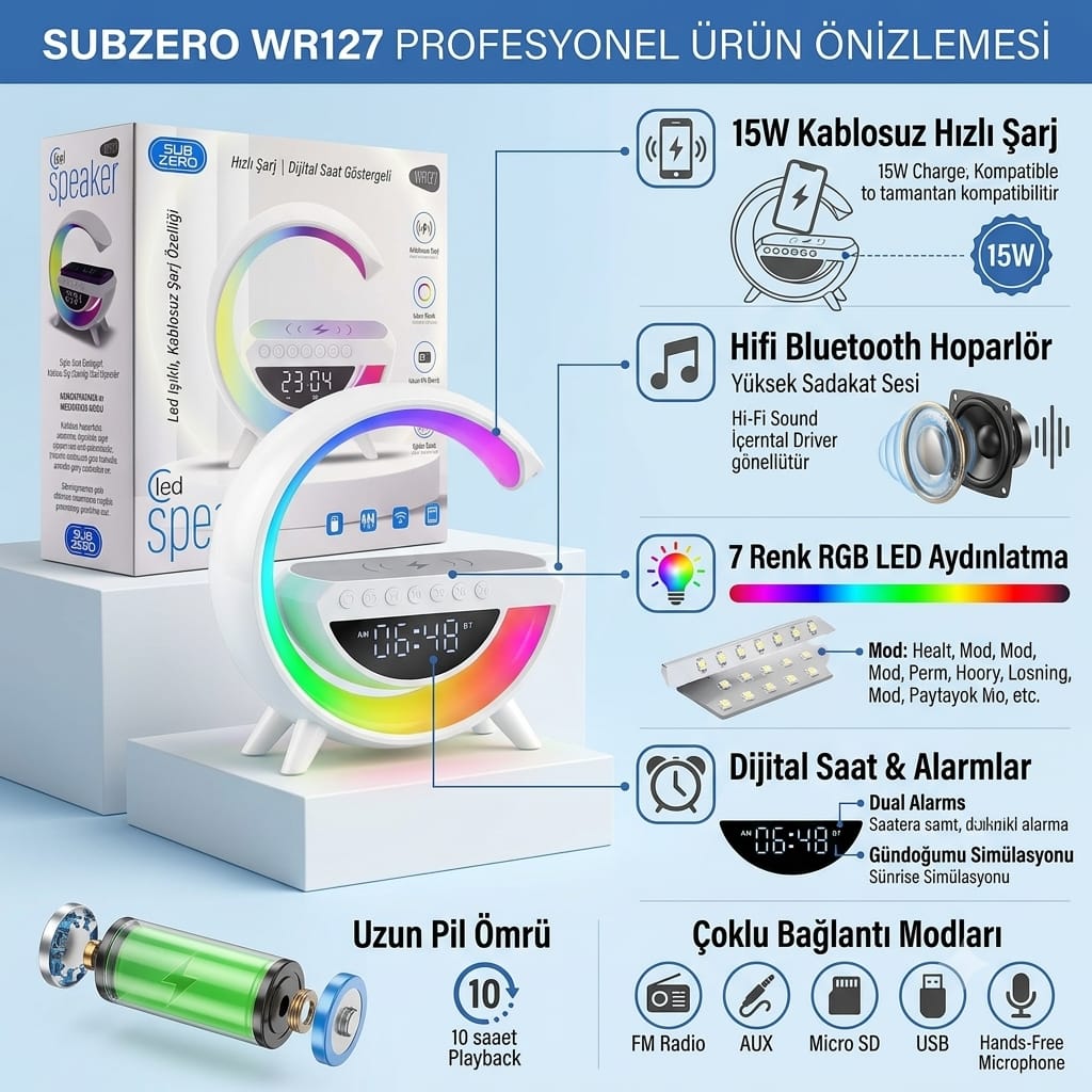 SUBZERO WR127 KABLOSUZ ŞARJLI BLUETOOTH HOPARLÖR
