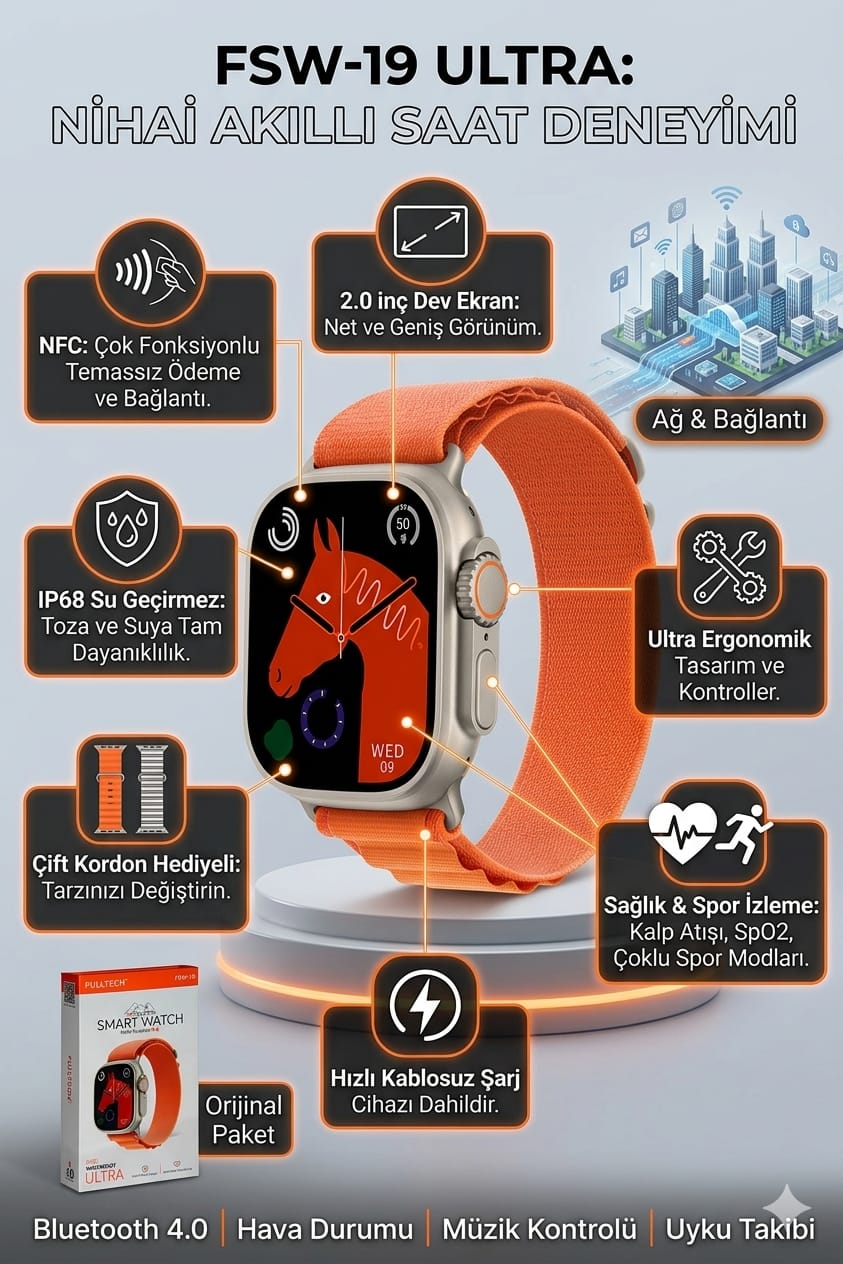 Fulltech Smart Watch 2.0 Çift Kordon Akıllı Saat FSW-19