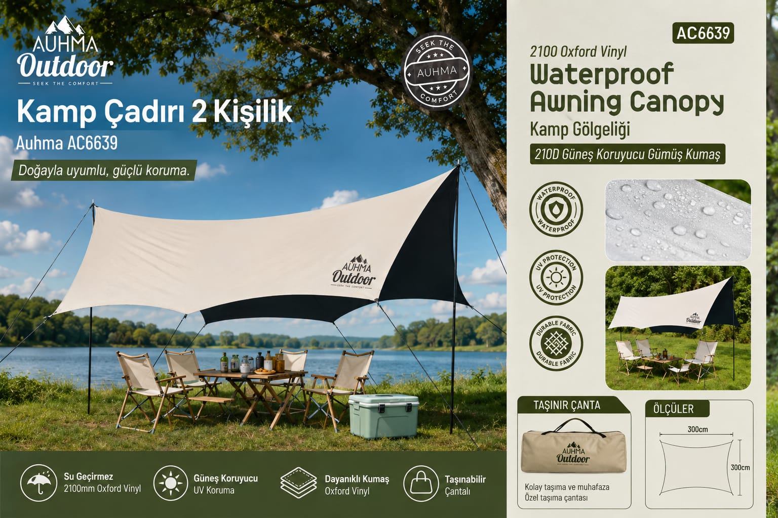 auhma ac6639 çift kişilik kamp çadırı