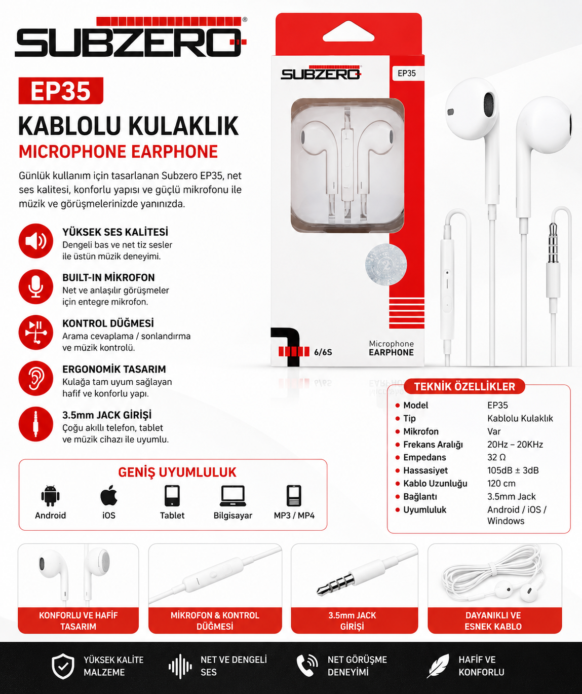 Subzero Iphone Mikrofonlu Kulaklık EP35