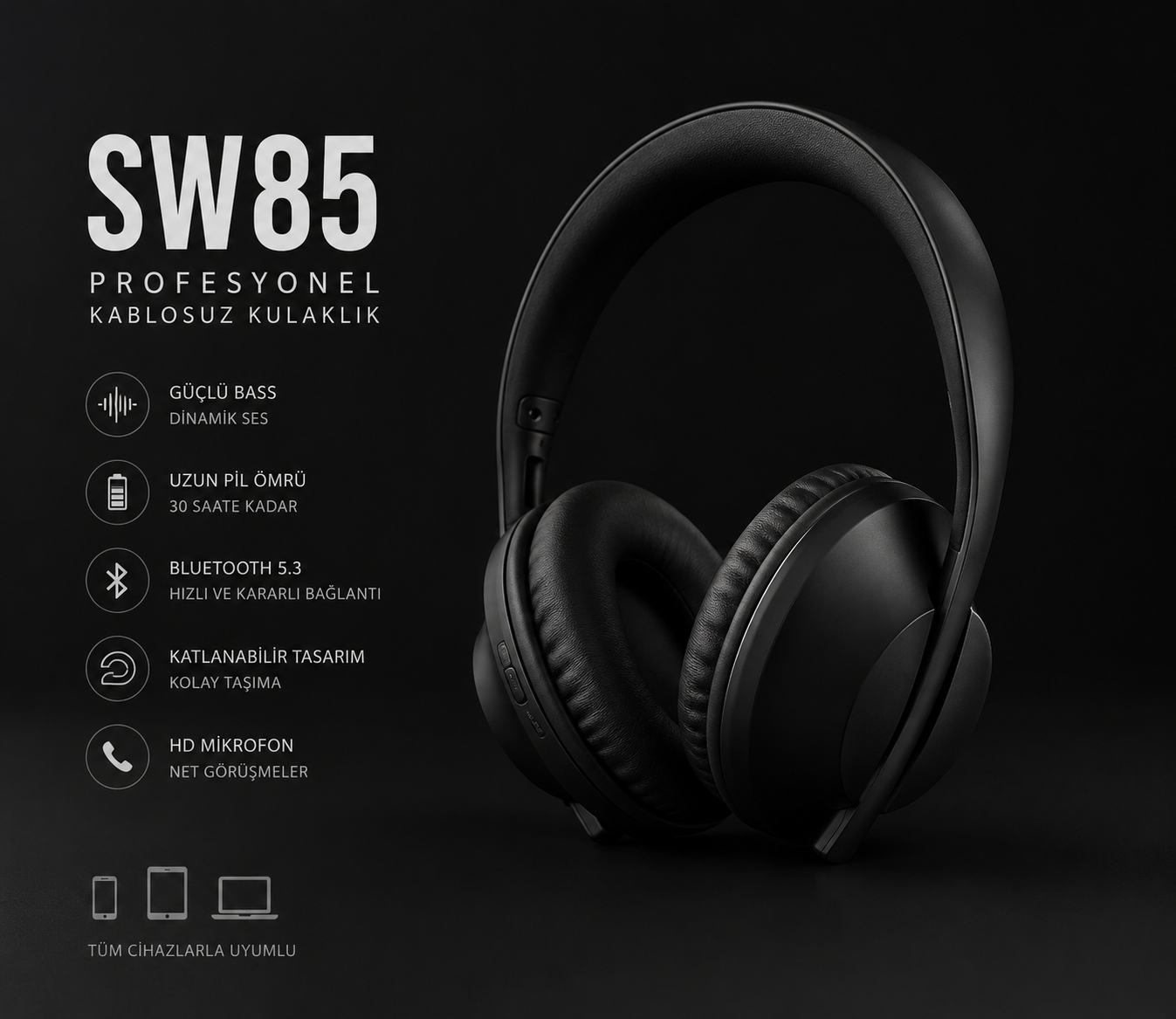 Subzero SW85 Wireless Headphones Bluetooth Kulaklık