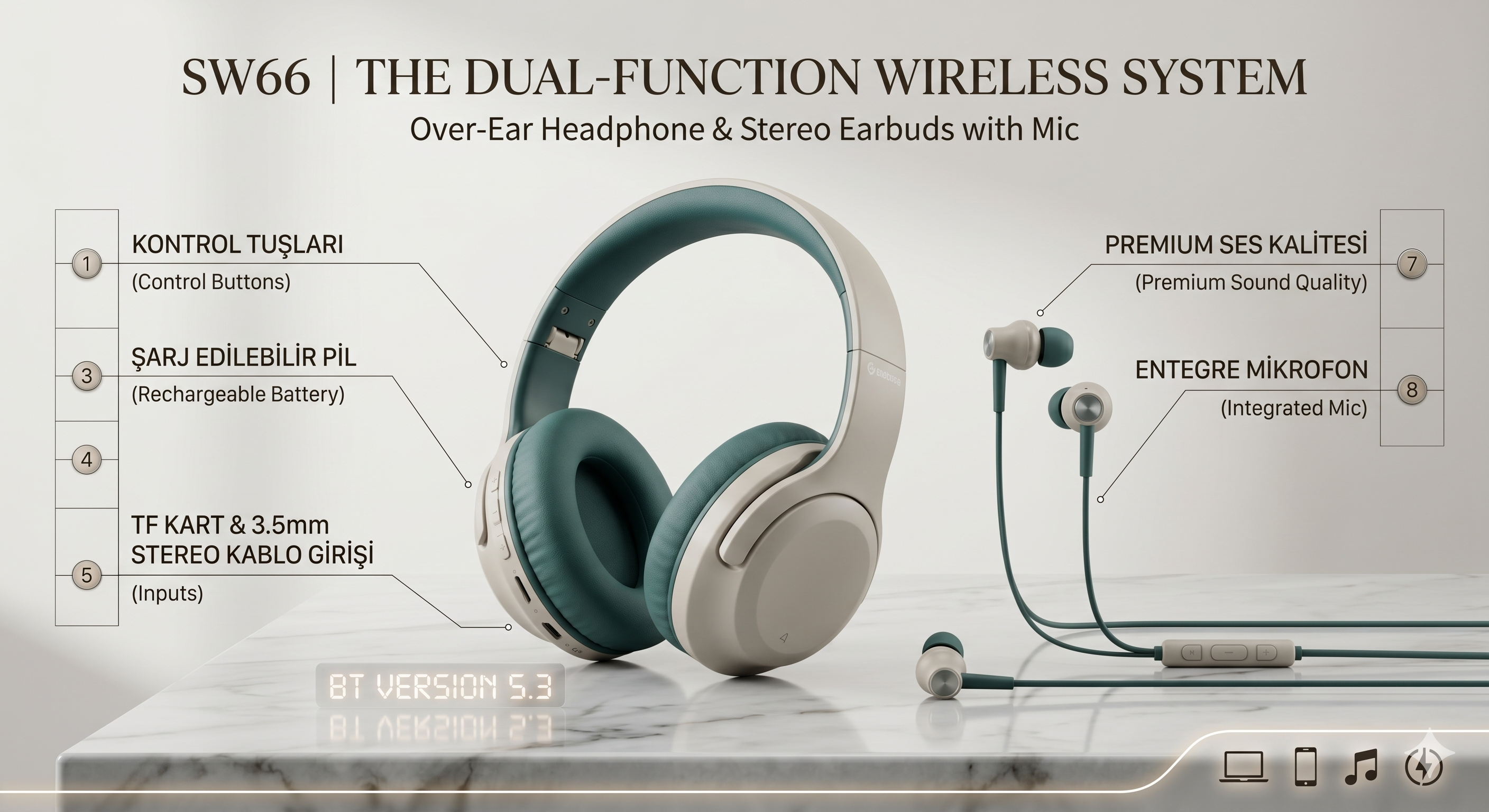 Subzero SW66 Mikrofonlu Stereo Kulaklık
