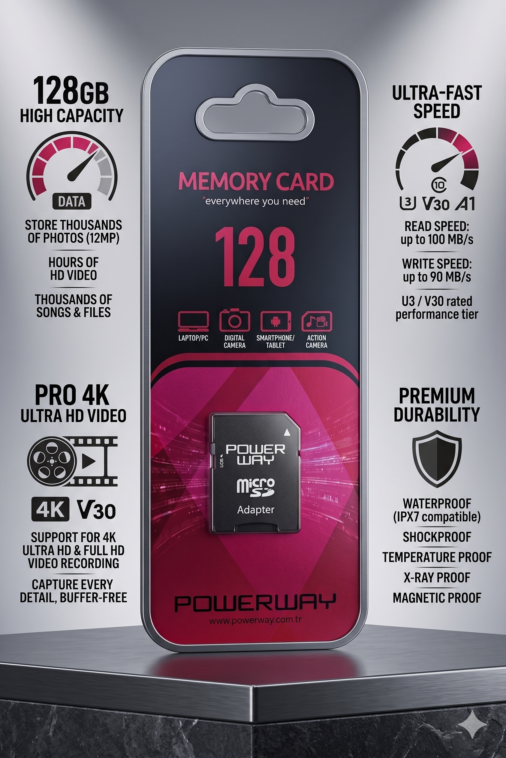 powerway 128 gb hafıza kartı