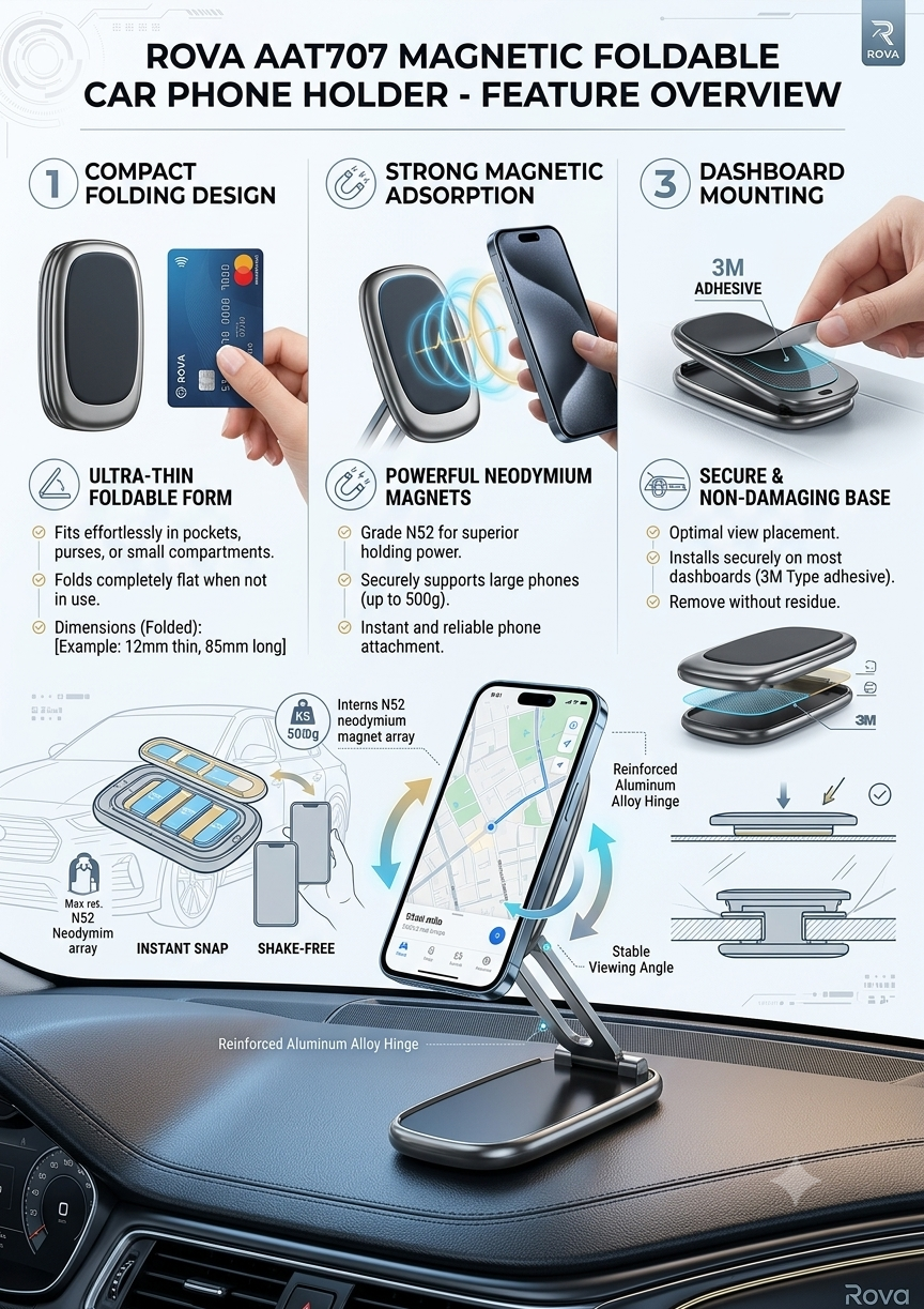  Manyetik katlanabilir telefon tutucu 1 Manyetik katlanabilir telefon tutucu 2 Manyetik katlanabilir telefon tutucu 3 Rova Manyetik katlanabilir telefon tutucu rv aat707